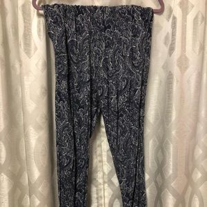H&M Blue High-Waisted Paisley Jogger Pants
